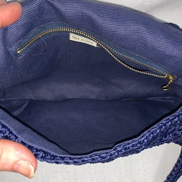 Dark blue crocheted purse made in Japan. - Picture 8 of 10